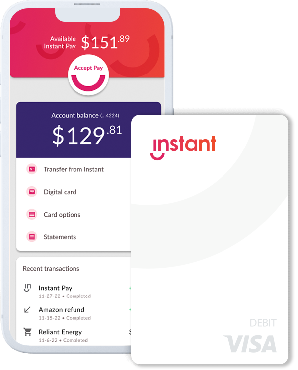 Instant card, paycard, pay card, payroll card