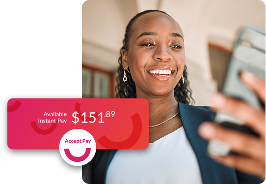 young professional woman smiling at her phone