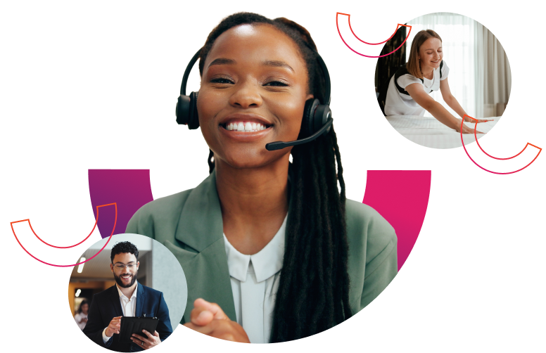 different young professionals smiling working