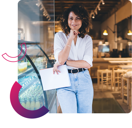young woman restaurant owner smiling