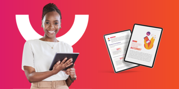 young professional woman holding tablet